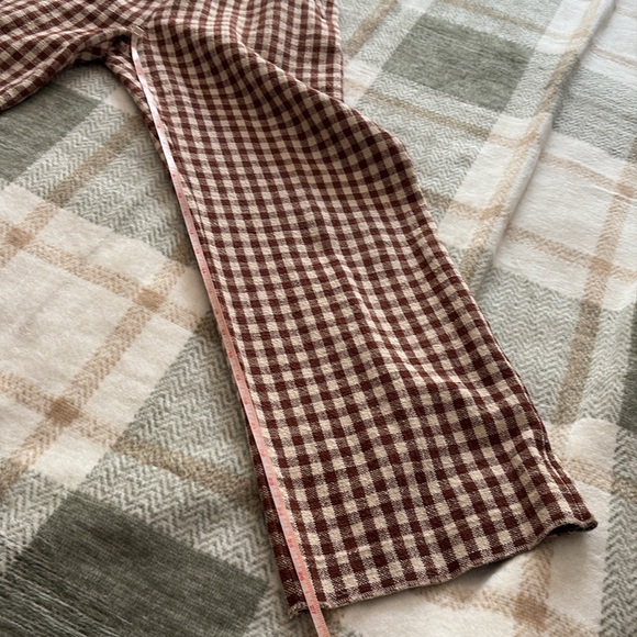 Sezane brown gingham/ecru Martin crop trousers size 40/8 - Picture 8 of 11